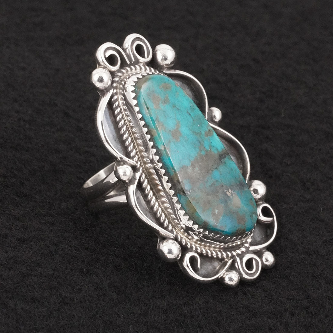 Leslie Nez Turquoise & Sterling Silver Ring Size 8.5