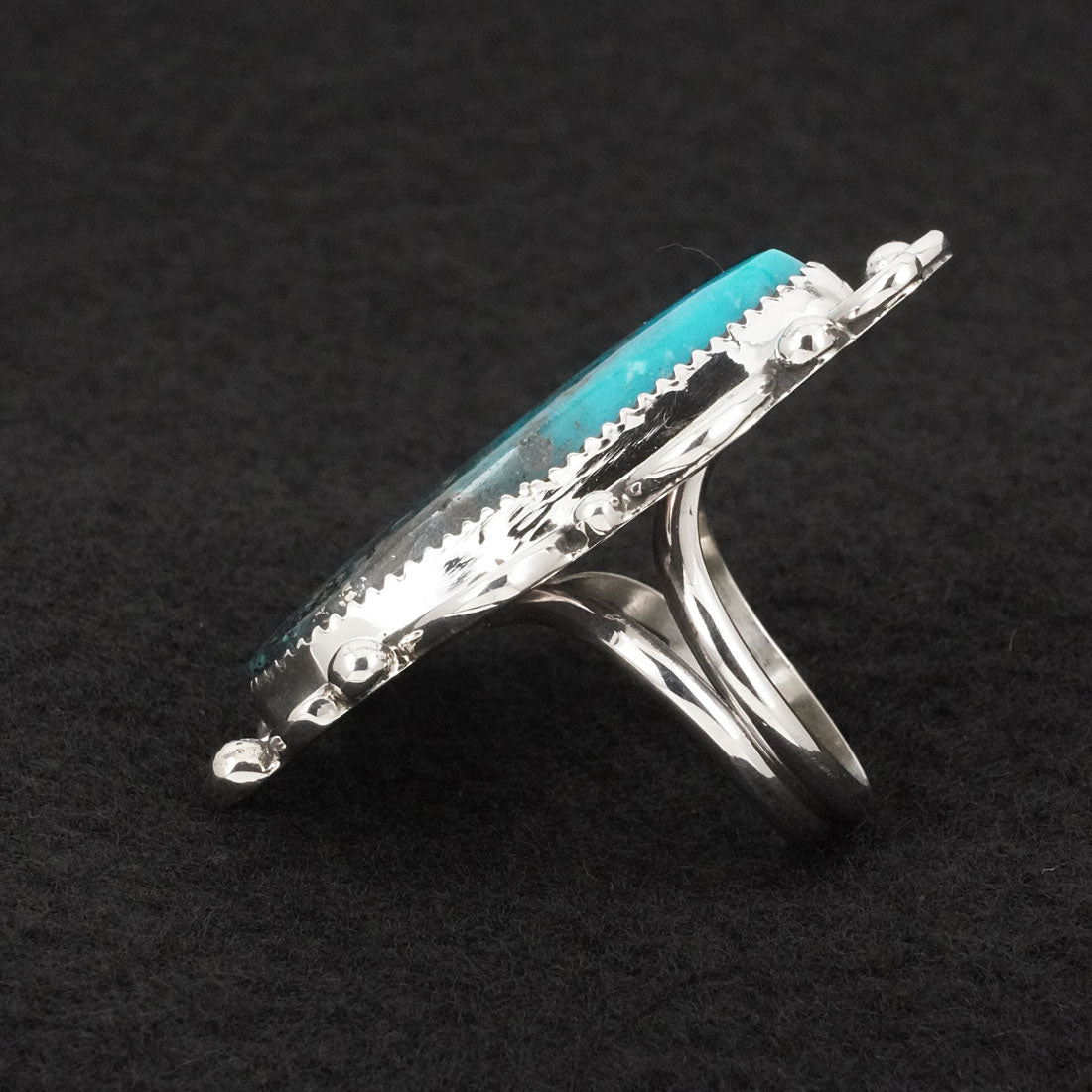 Leslie Nez Turquoise & Sterling Silver Ring Size 8.5
