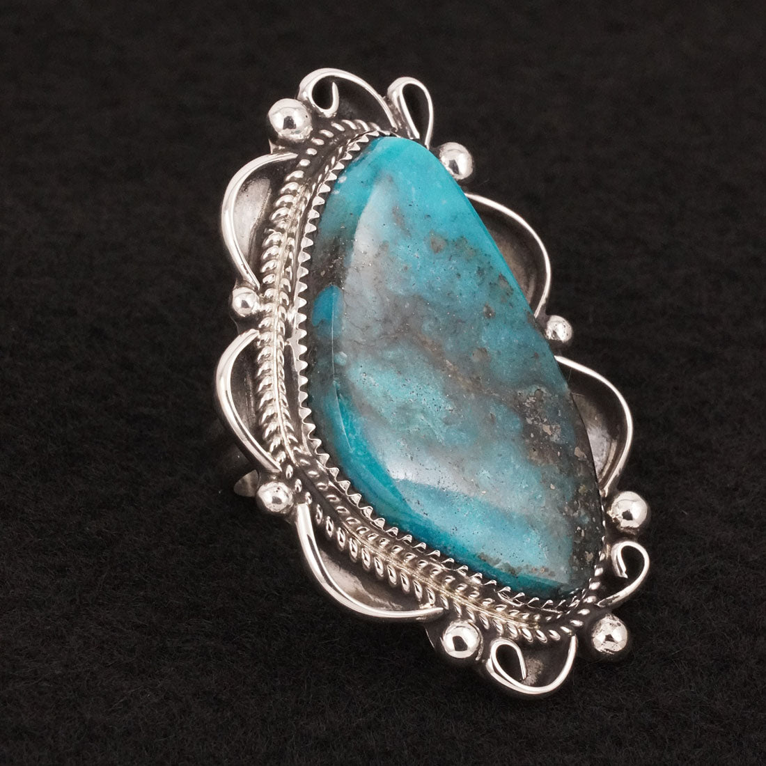 Leslie Nez Turquoise & Sterling Silver Ring Size 8.5