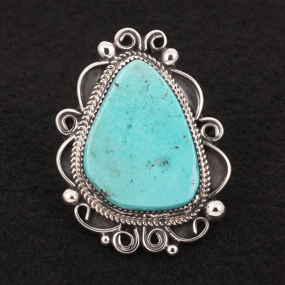 Leslie Nez Turquoise & Sterling Silver Ring Size 9.5