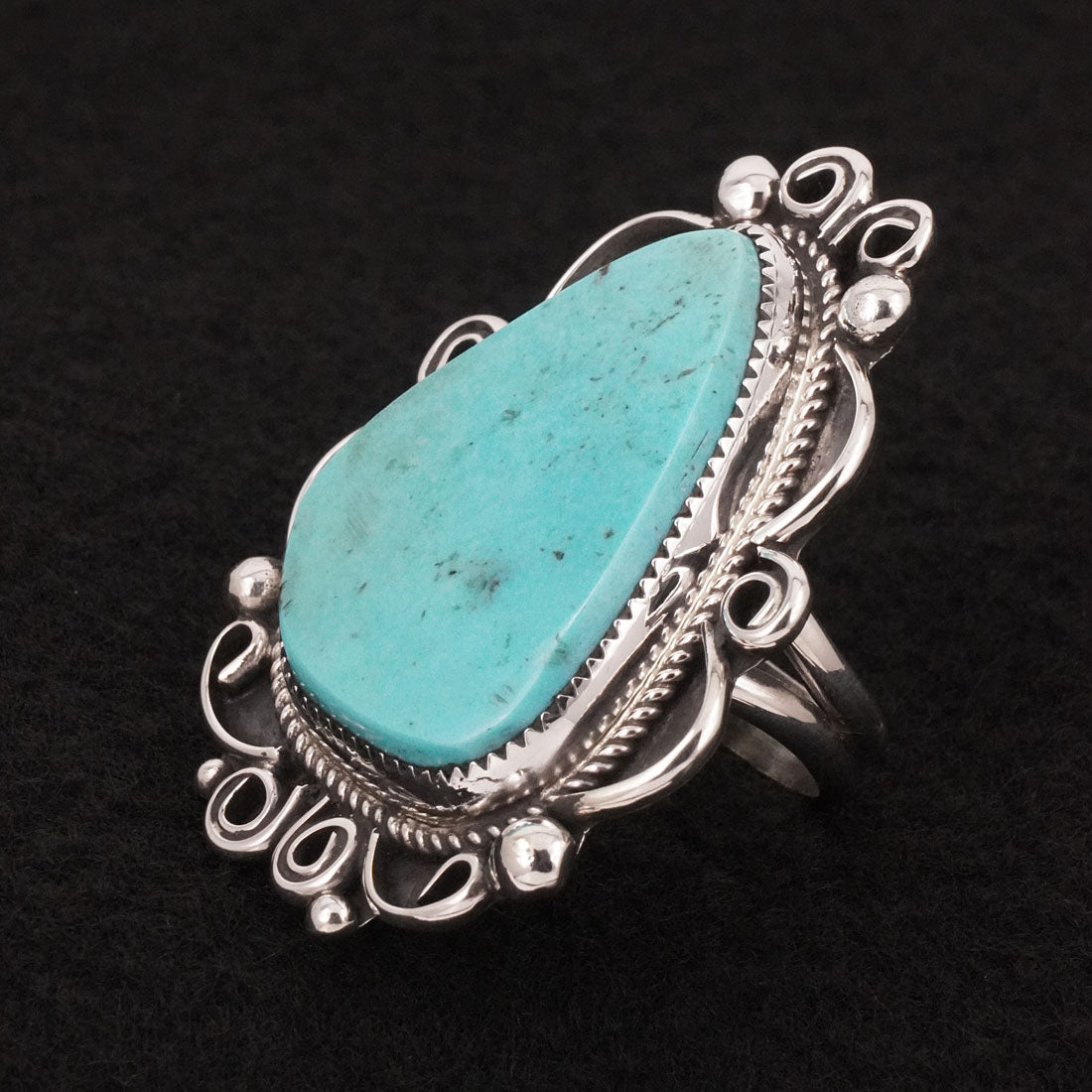 Leslie Nez Turquoise & Sterling Silver Ring Size 9.5