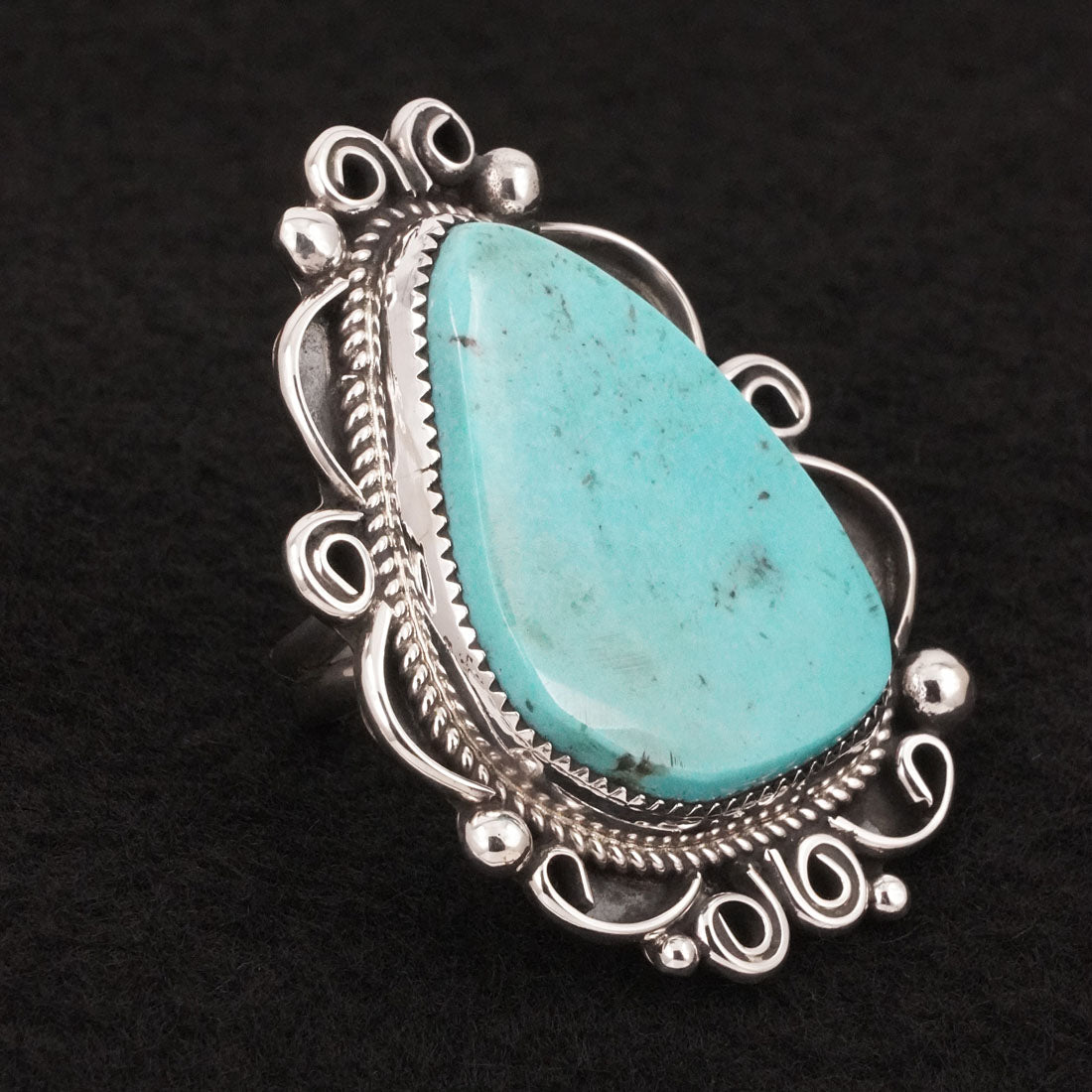 Leslie Nez Turquoise & Sterling Silver Ring Size 9.5