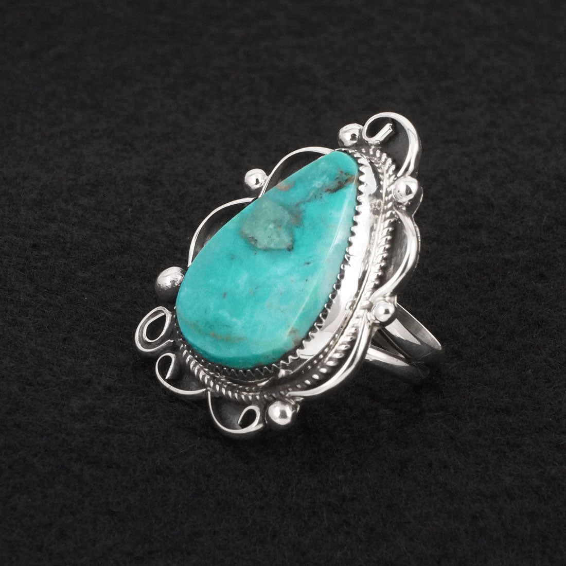Leslie Nez Turquoise & Sterling Silver Ring Size 9