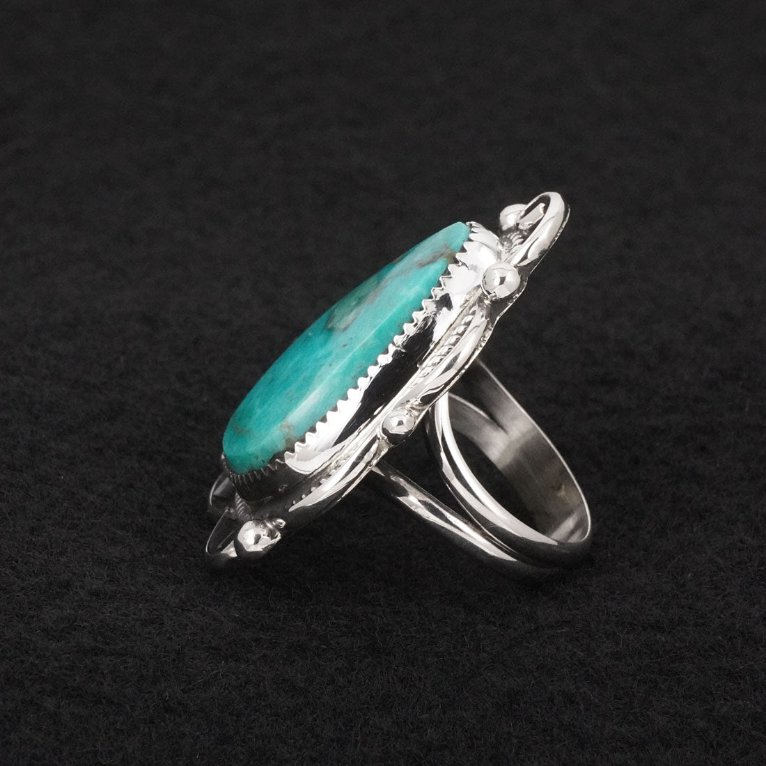 Leslie Nez Turquoise & Sterling Silver Ring Size 9