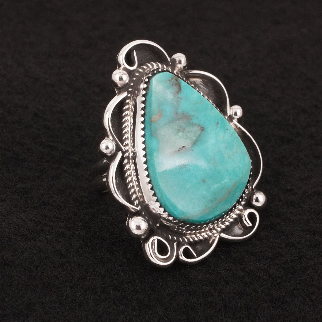 Leslie Nez Turquoise & Sterling Silver Ring Size 9