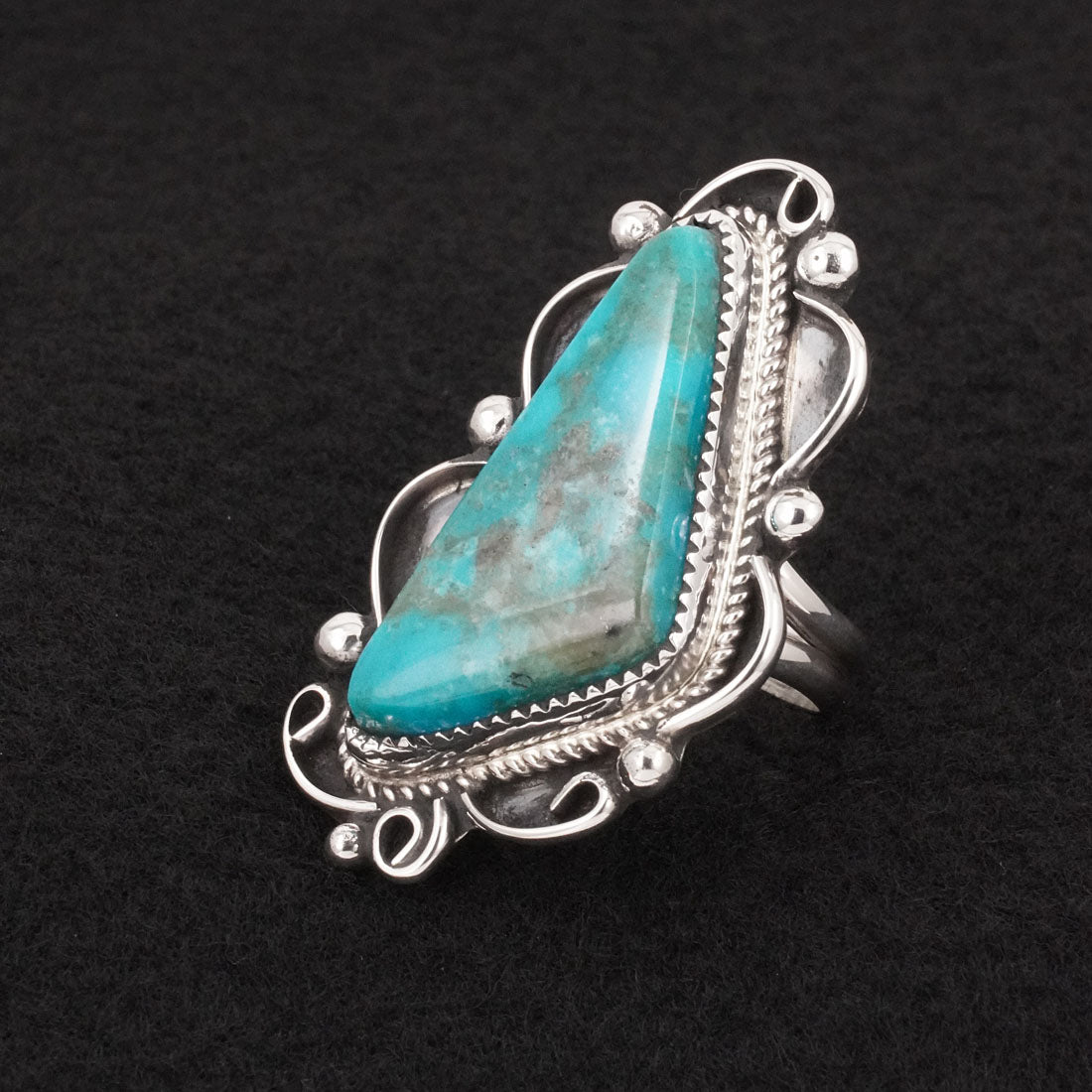 Leslie Nez Turquoise & Sterling Silver Ring Size 9