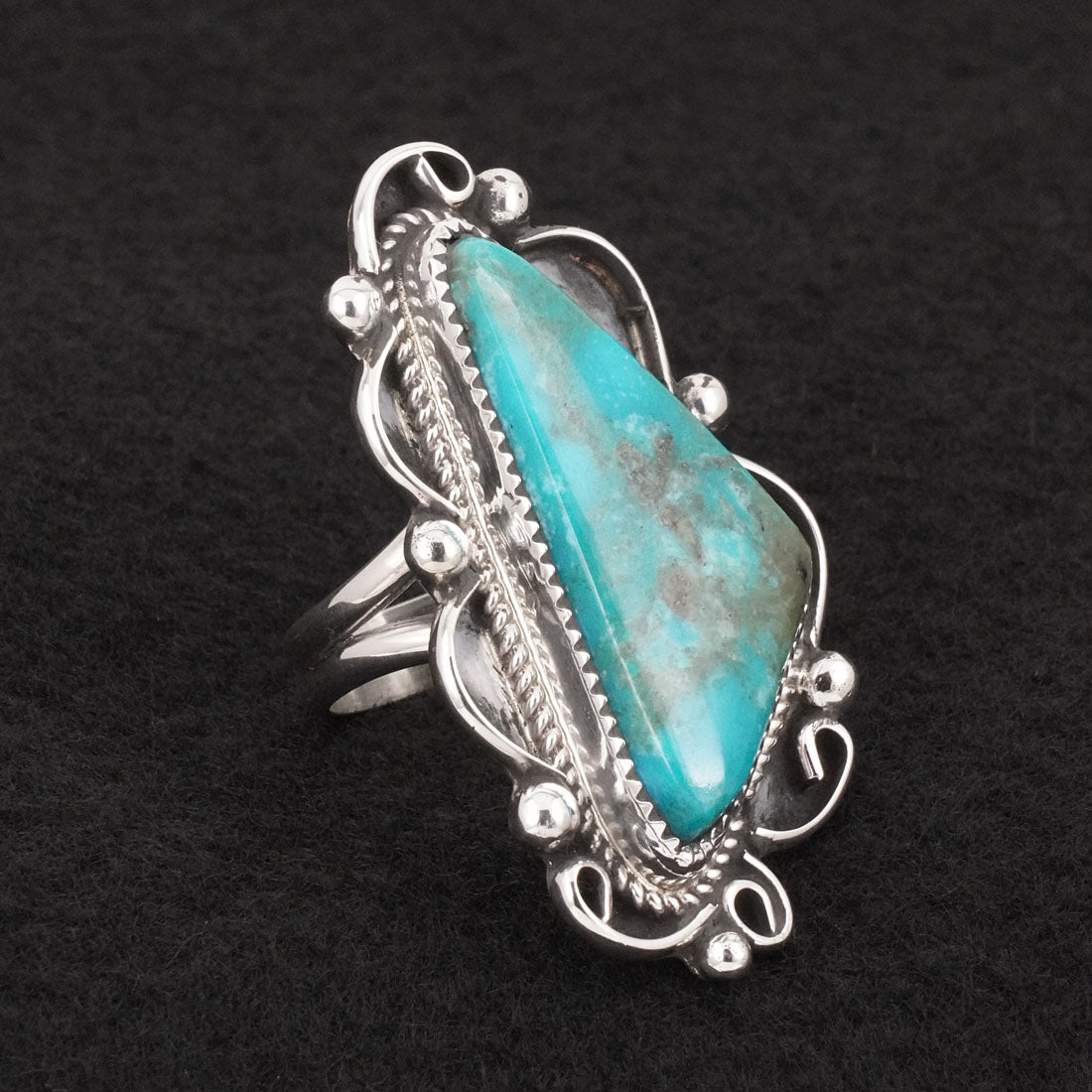 Leslie Nez Turquoise & Sterling Silver Ring Size 9