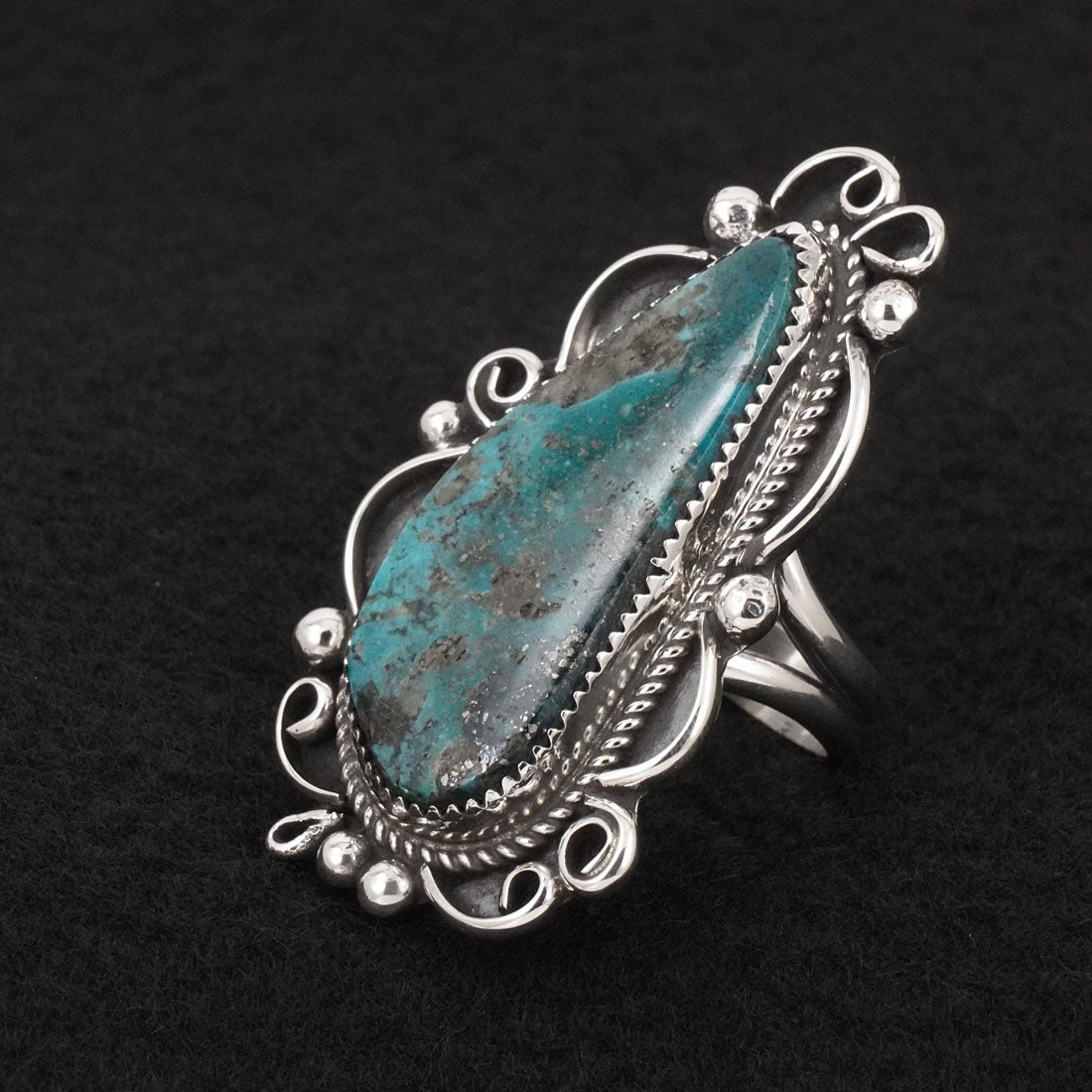 Leslie Nez Turquoise & Sterling Silver Ring Size 10