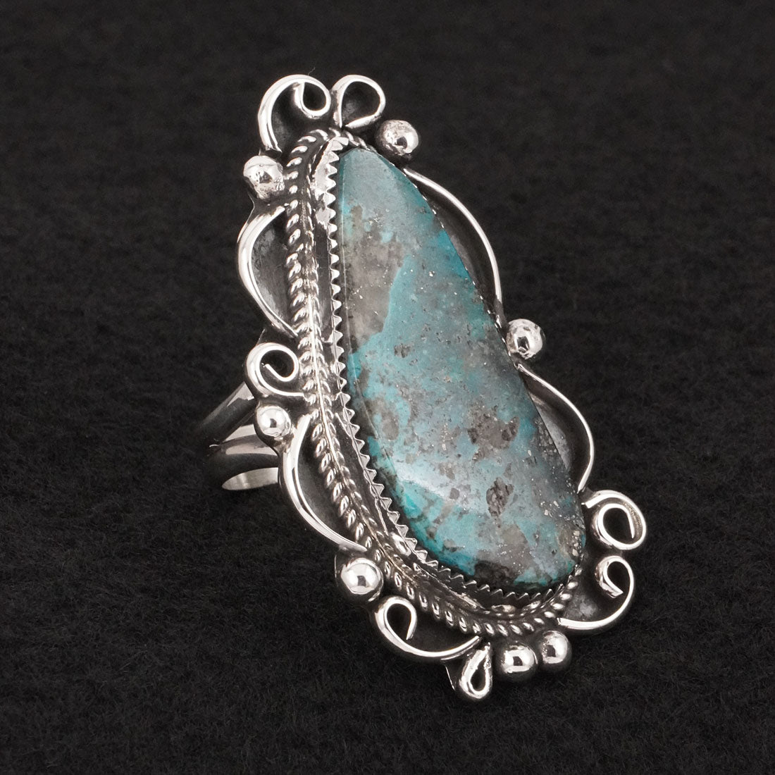 Leslie Nez Turquoise & Sterling Silver Ring Size 10