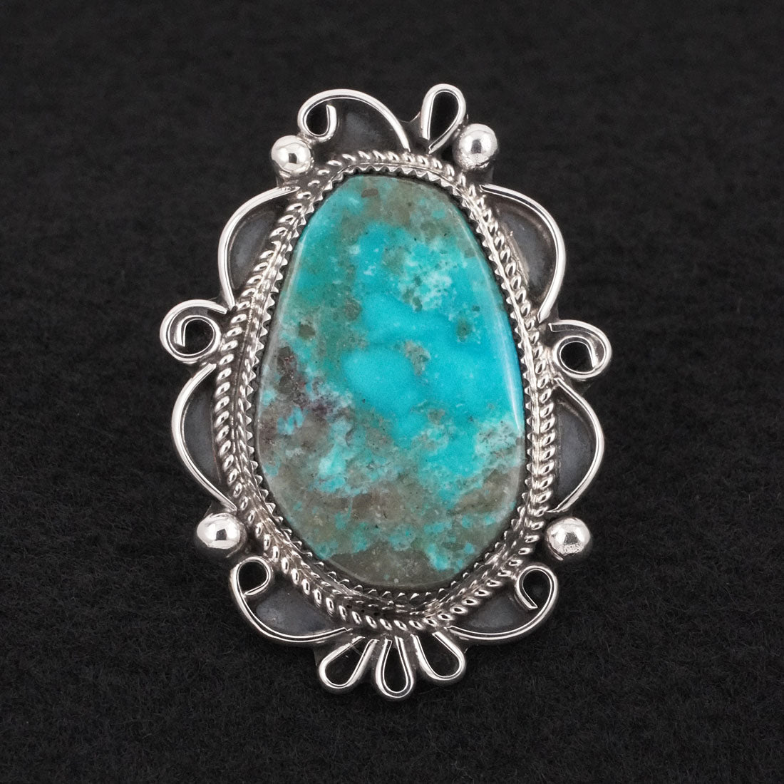 Leslie Nez Turquoise & Sterling Silver Ring Size 9.5