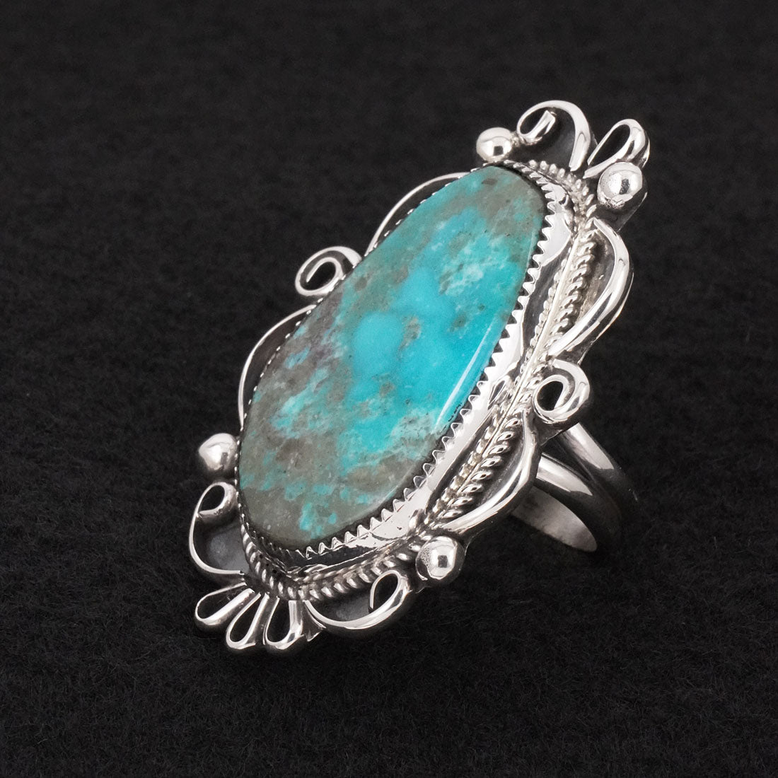 Leslie Nez Turquoise & Sterling Silver Ring Size 9.5