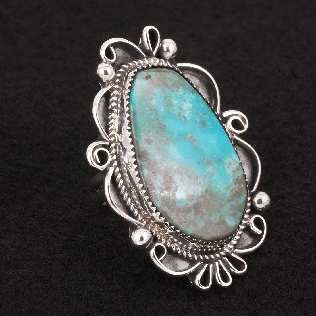 Leslie Nez Turquoise & Sterling Silver Ring Size 9.5