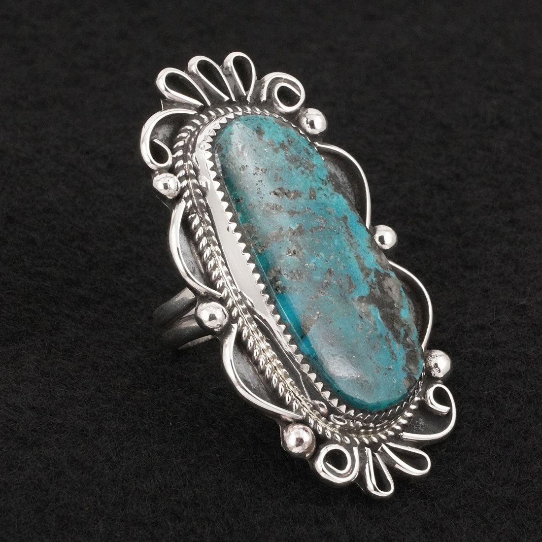Leslie Nez Turquoise & Sterling Silver Ring Size 8.5