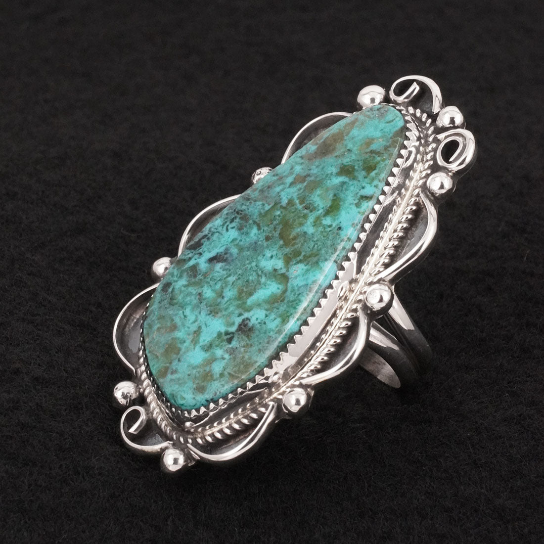 Leslie Nez Turquoise & Sterling Silver Ring Size 9