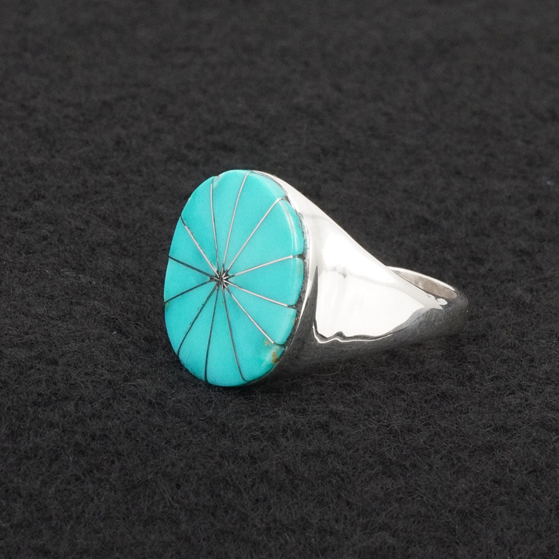 Johnson Laweka Turquoise & Sterling Silver Ring Size 11