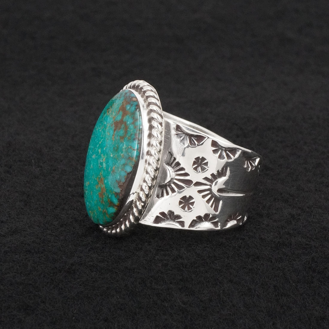 Anthony Brown Turquoise & Sterling Silver Ring Size 13