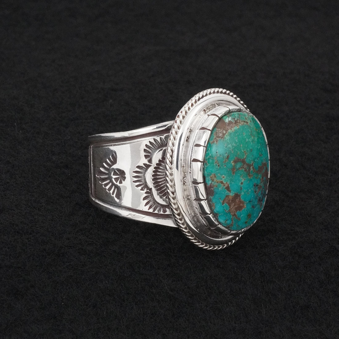 Anthony Brown Turquoise & Sterling Silver Ring Size 14