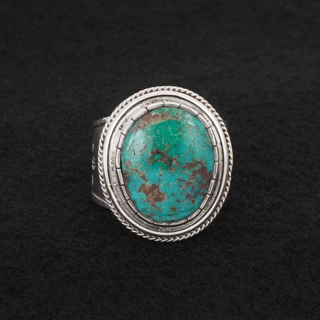 Anthony Brown Turquoise & Sterling Silver Ring Size 14