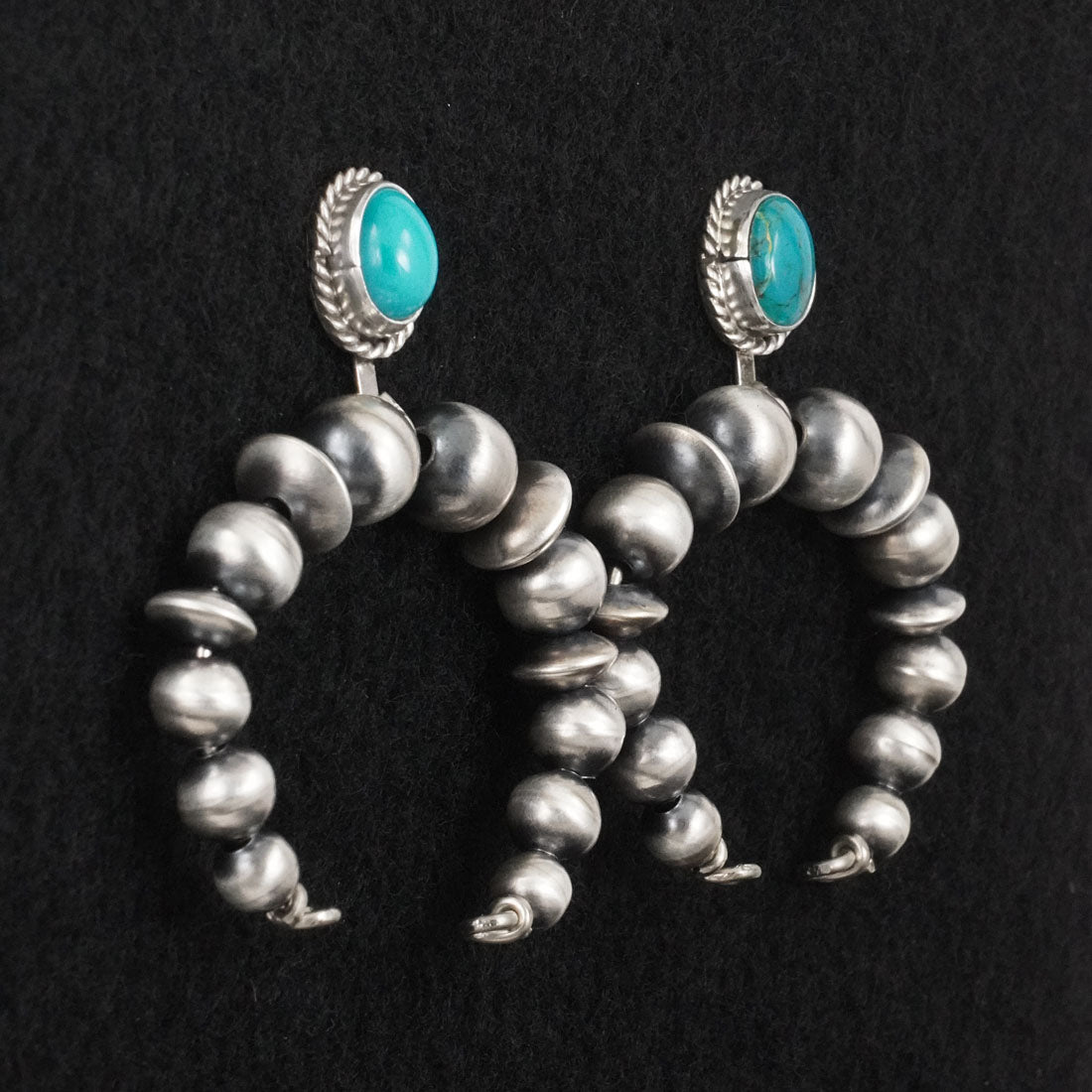Rena Begay Turquoise & Sterling Silver Navajo Pearl Earrings