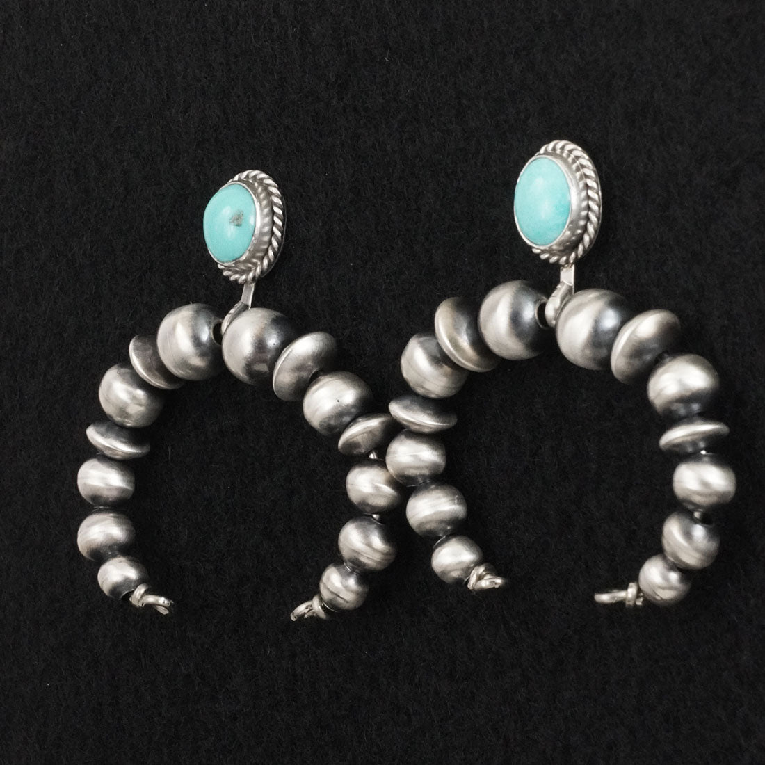 Rena Begay Turquoise & Sterling Silver Navajo Pearl Earrings