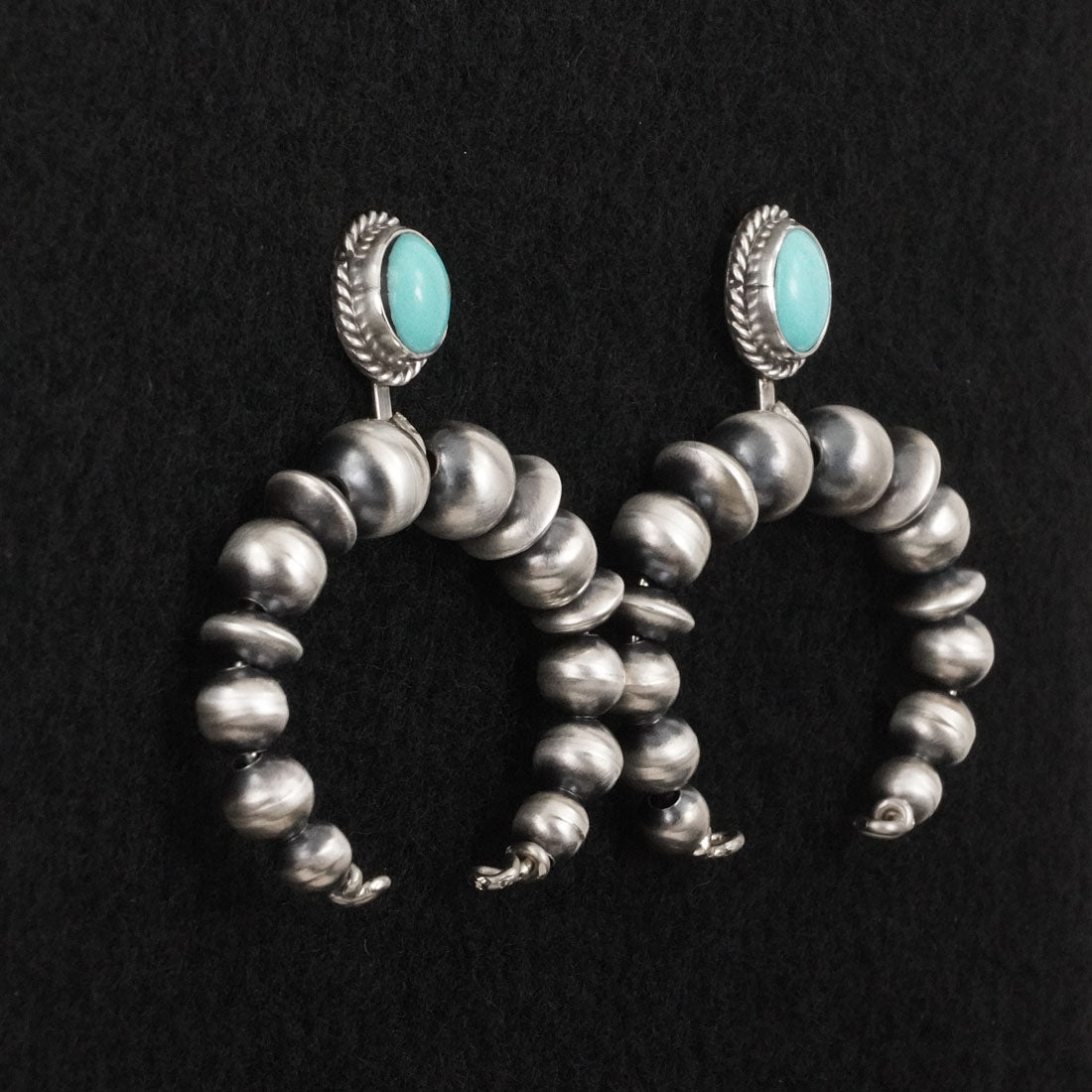 Rena Begay Turquoise & Sterling Silver Navajo Pearl Earrings