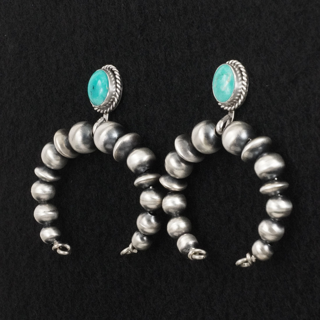 Rena Begay Turquoise & Sterling Silver Navajo Pearl Earrings