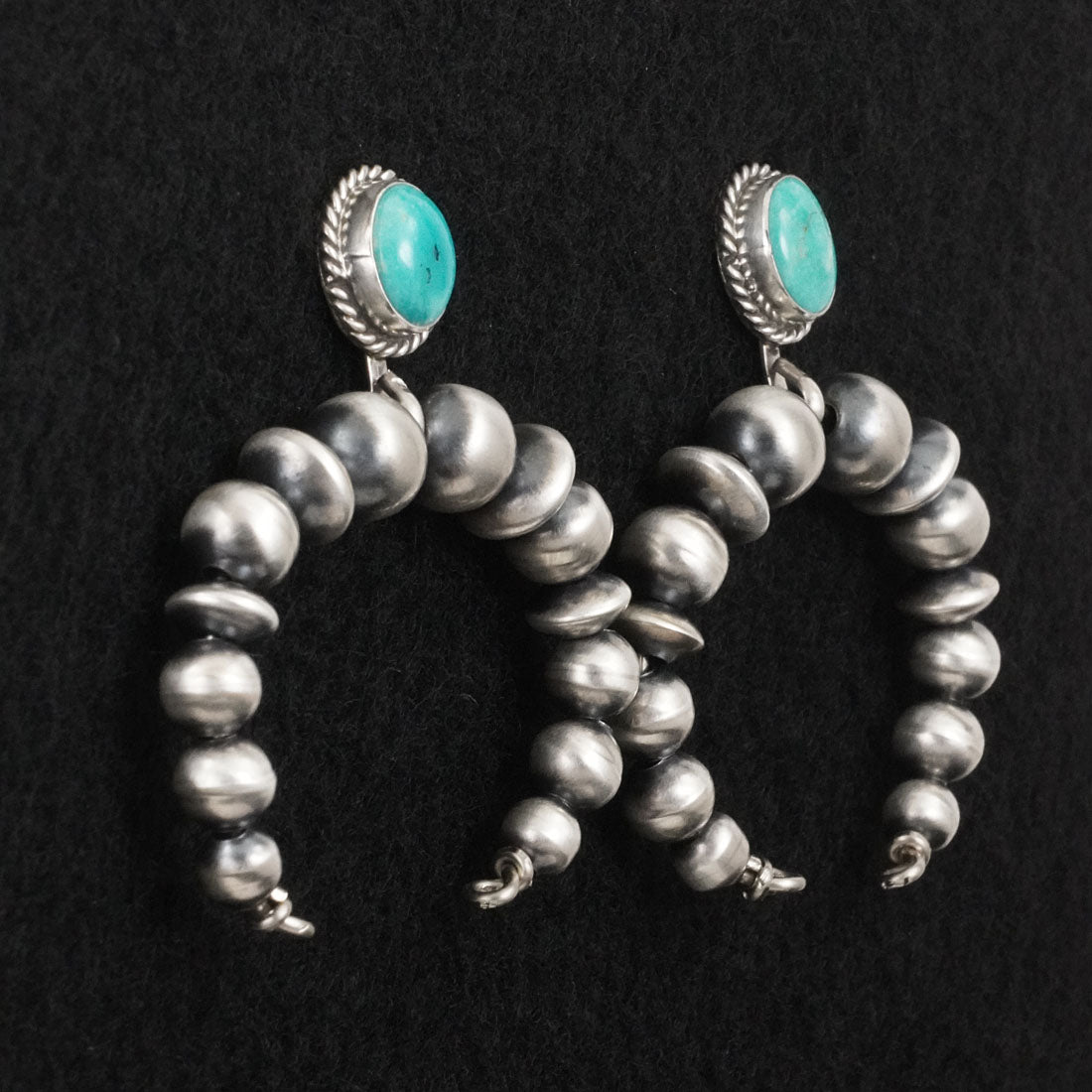 Rena Begay Turquoise & Sterling Silver Navajo Pearl Earrings