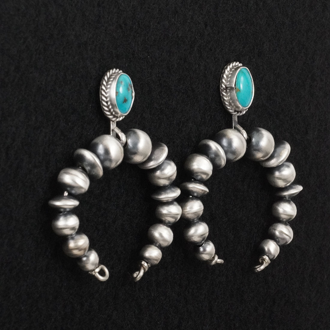Rena Begay Turquoise & Sterling Silver Navajo Pearl Earrings