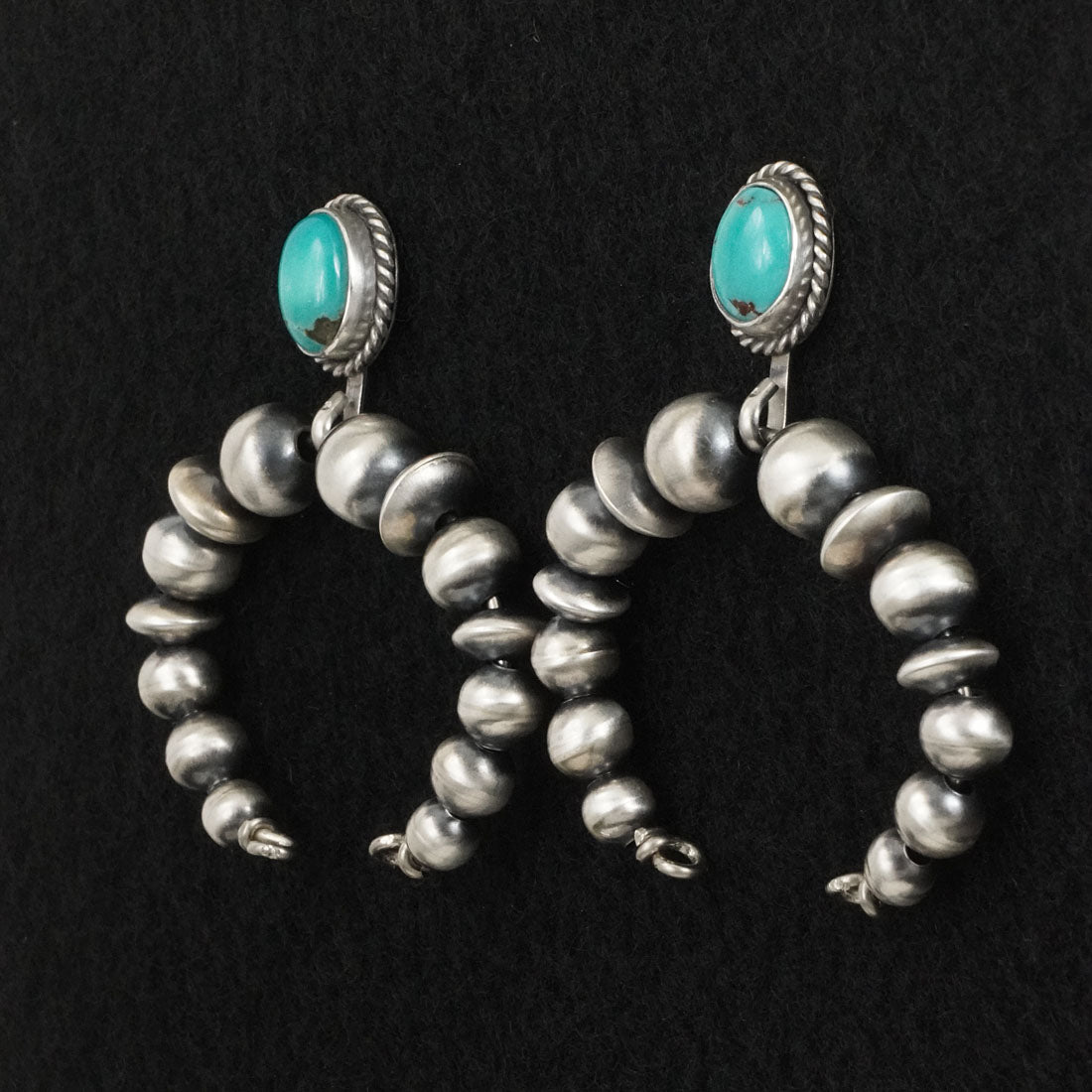 Rena Begay Turquoise & Sterling Silver Navajo Pearl Earrings