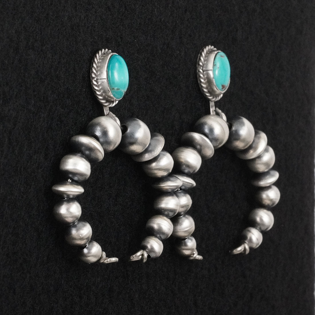 Rena Begay Turquoise & Sterling Silver Navajo Pearl Earrings