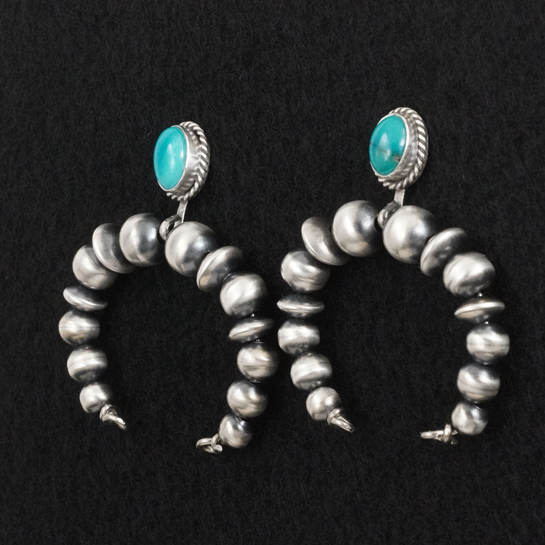 Rena Begay Turquoise & Sterling Silver Navajo Pearl Earrings