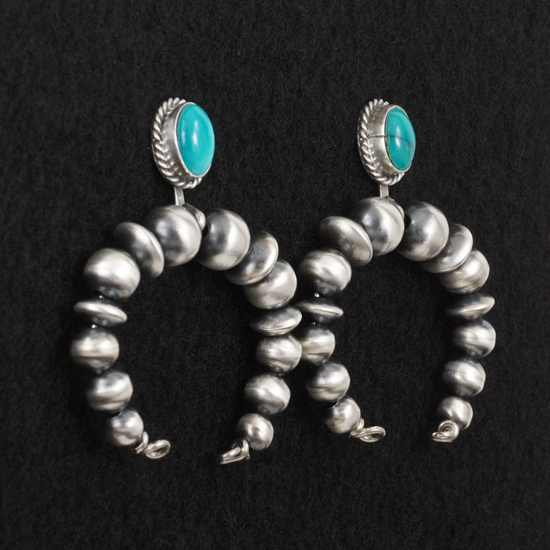 Rena Begay Turquoise & Sterling Silver Navajo Pearl Earrings