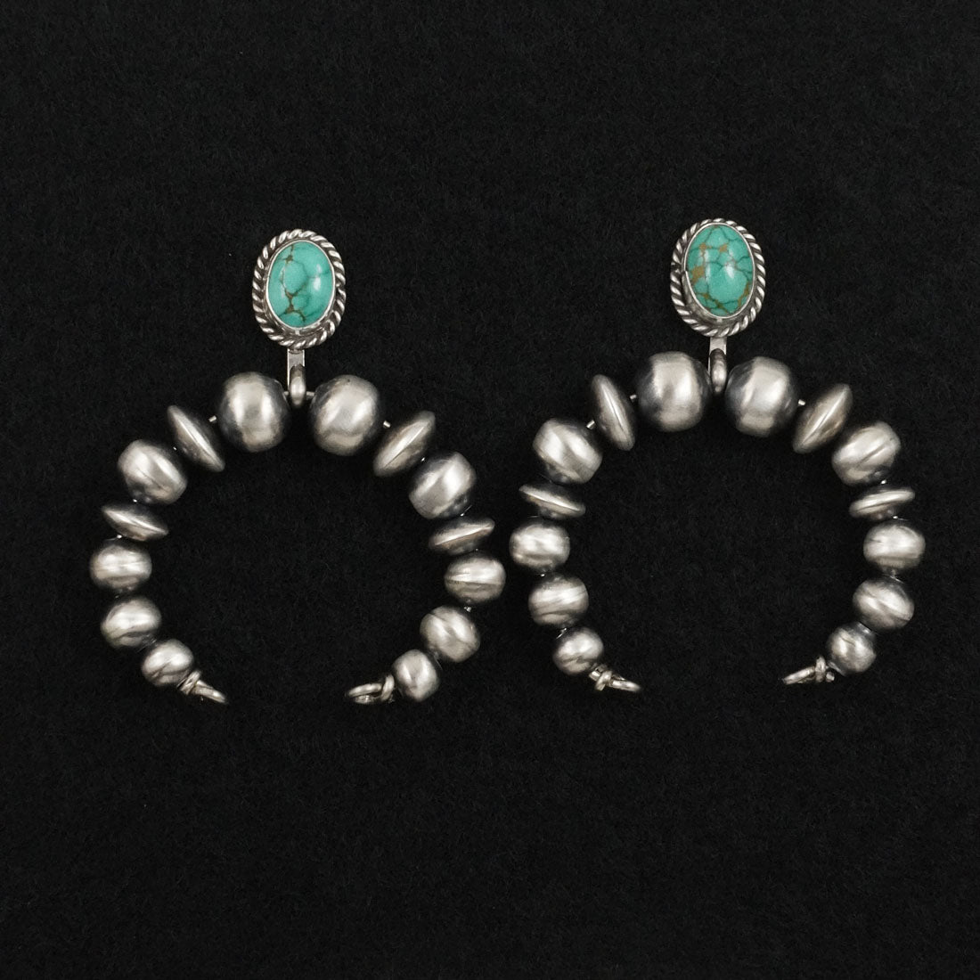 Rena Begay Turquoise & Sterling Silver Navajo Pearl Earrings