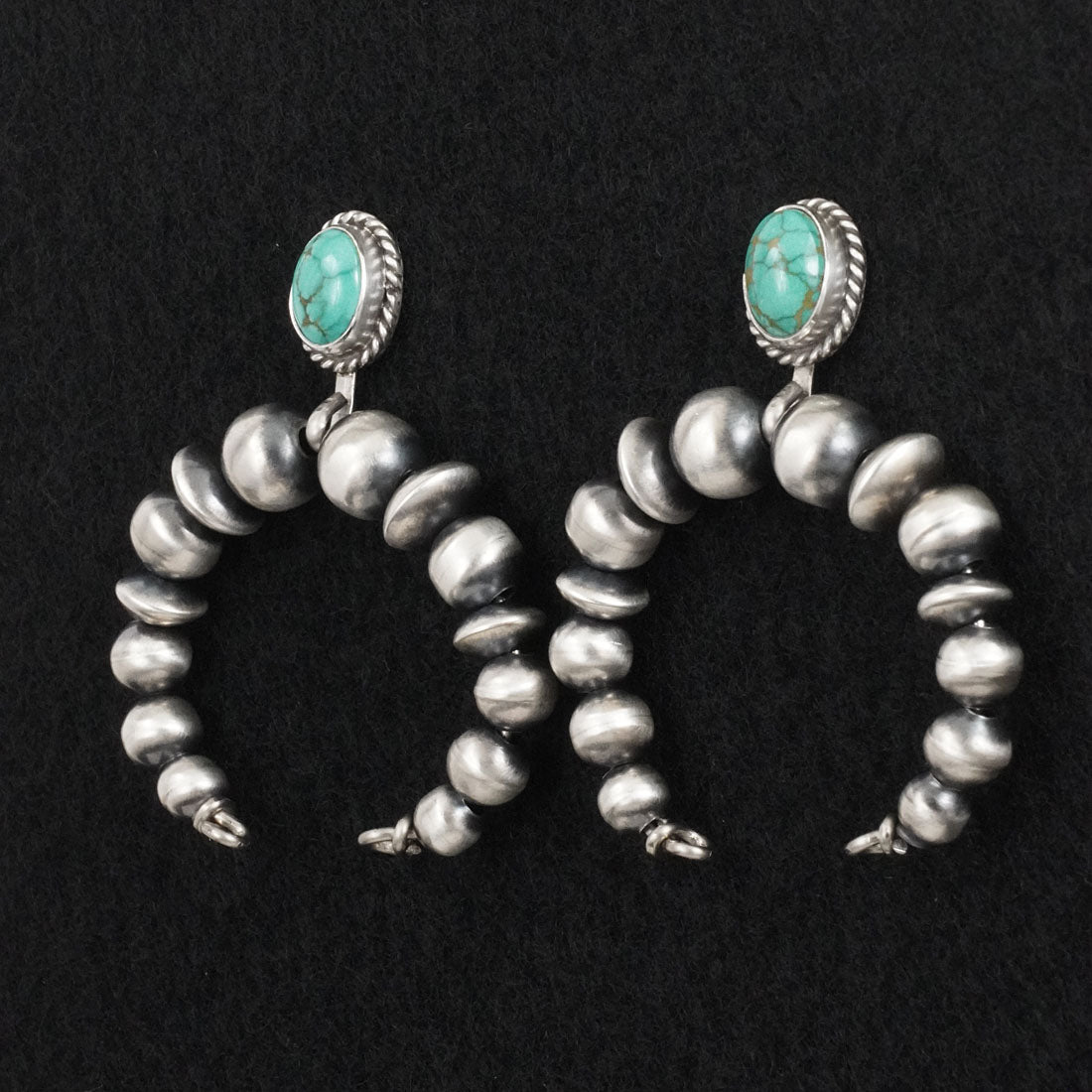 Rena Begay Turquoise & Sterling Silver Navajo Pearl Earrings