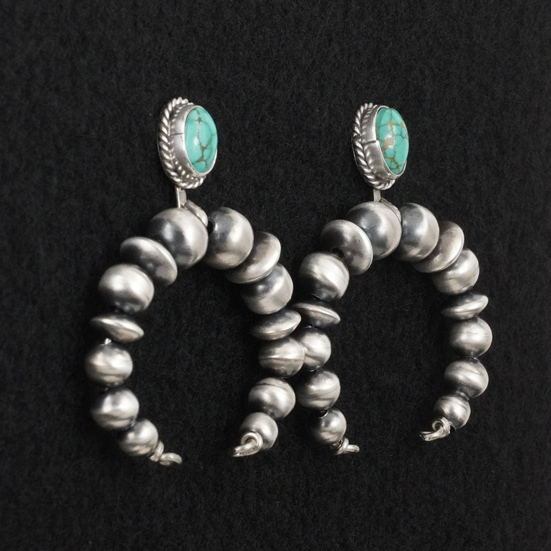 Rena Begay Turquoise & Sterling Silver Navajo Pearl Earrings