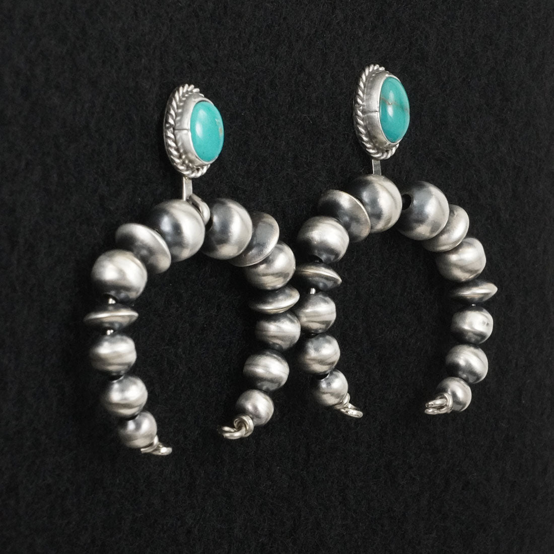 Rena Begay Turquoise & Sterling Silver Navajo Pearl Earrings