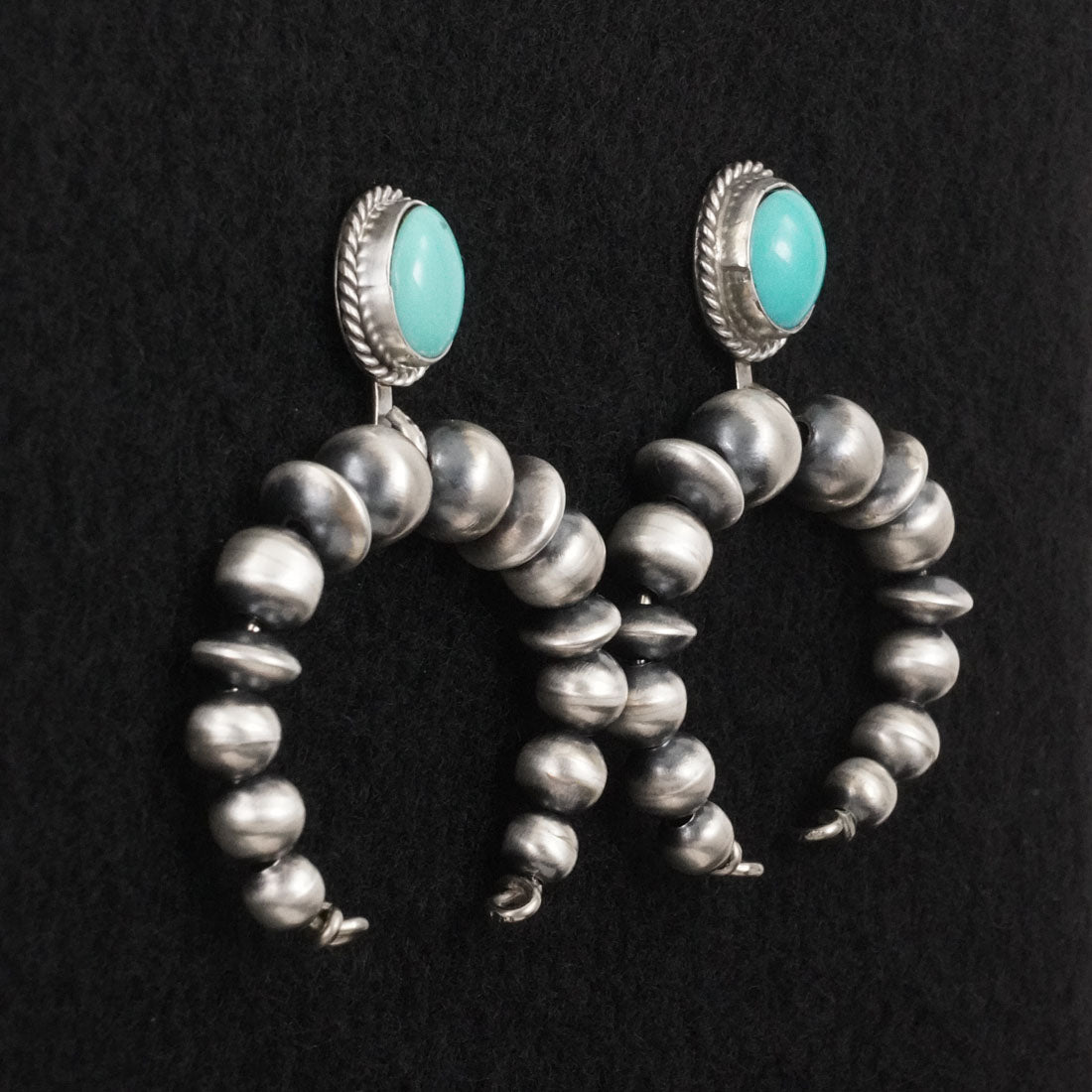 Rena Begay Turquoise & Sterling Silver Navajo Pearl Earrings