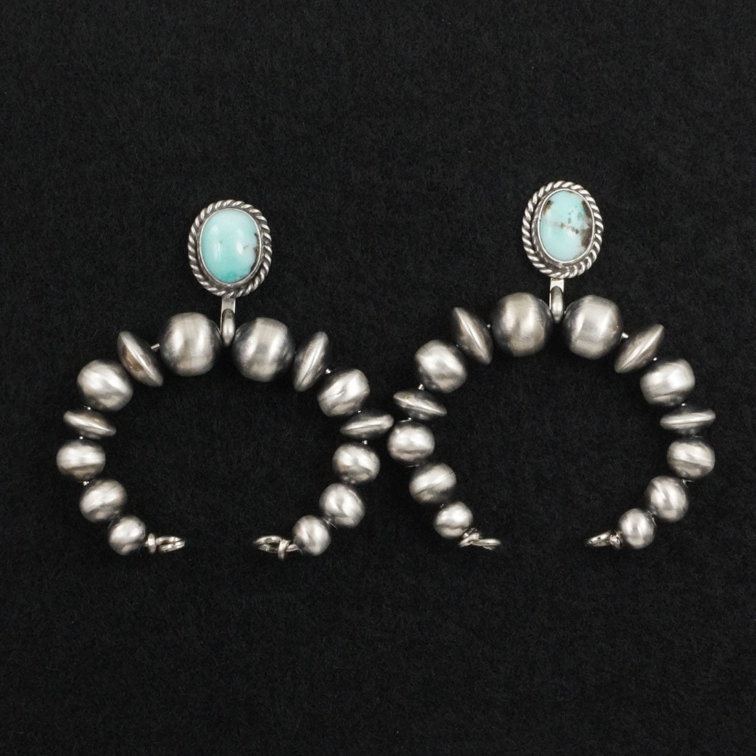 Rena Begay Turquoise & Sterling Silver Navajo Pearl Earrings