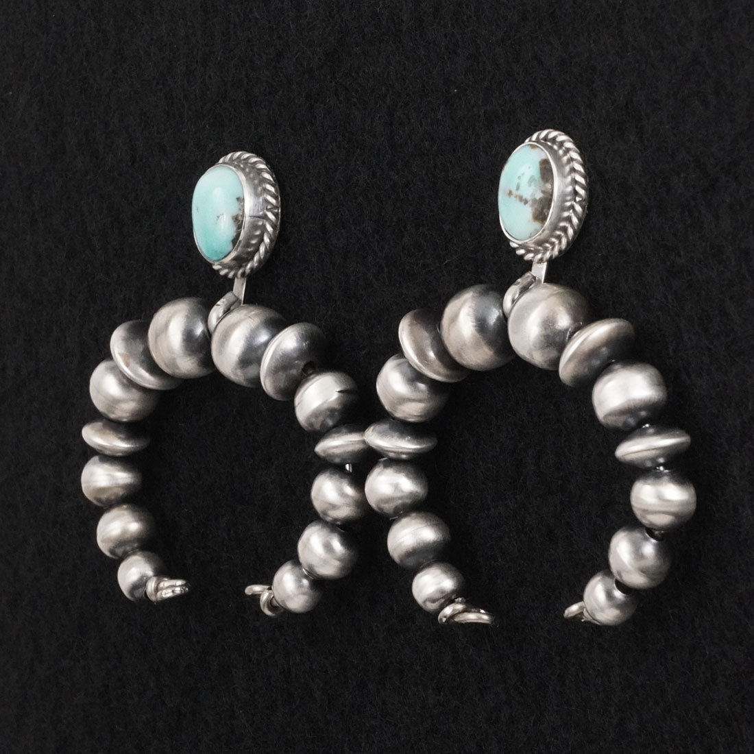 Rena Begay Turquoise & Sterling Silver Navajo Pearl Earrings