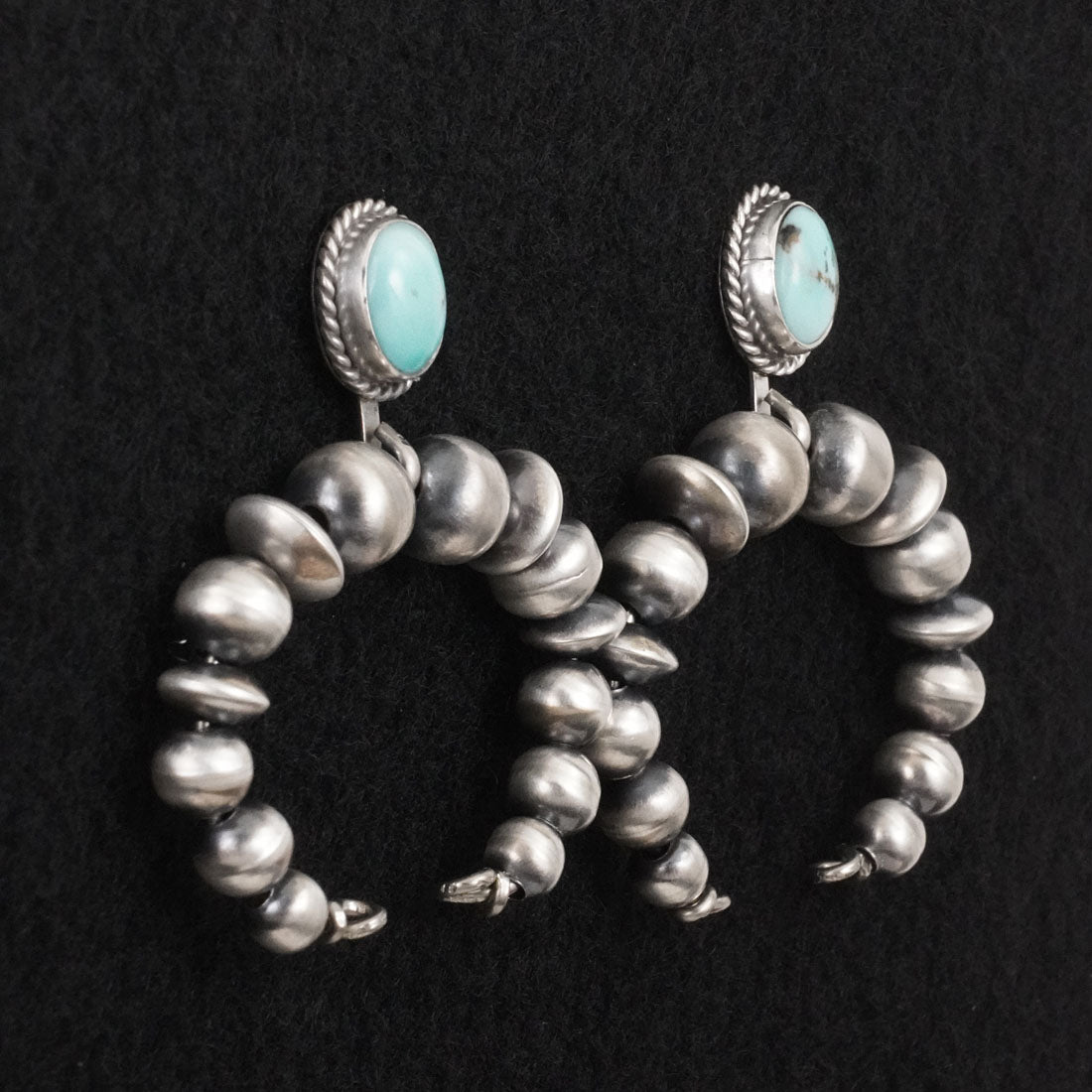 Rena Begay Turquoise & Sterling Silver Navajo Pearl Earrings