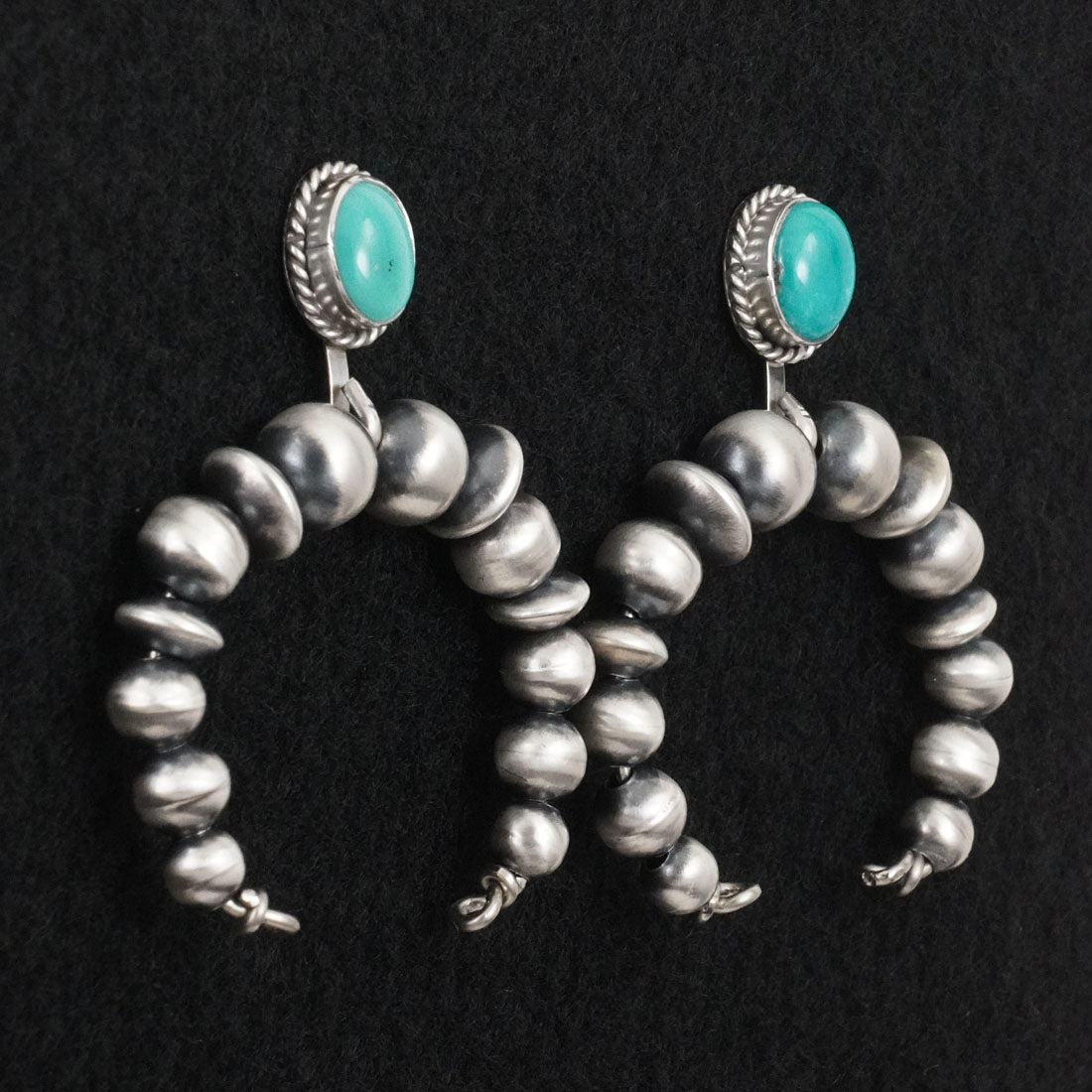 Rena Begay Turquoise & Sterling Silver Navajo Pearl Earrings