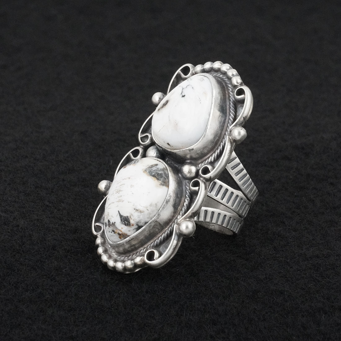 Kathleen Livingston White Buffalo & Sterling Silver Ring Sz. 7