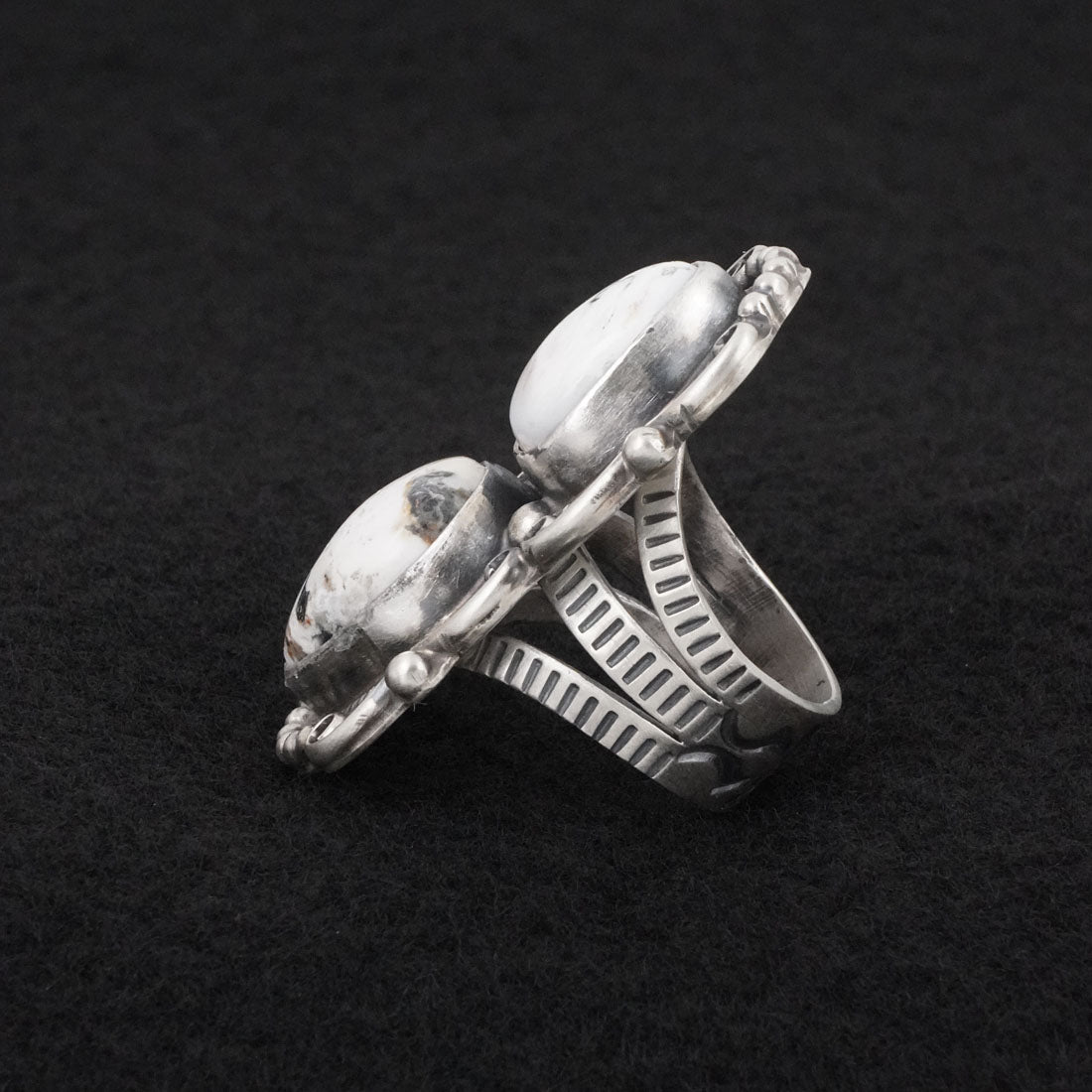 Kathleen Livingston White Buffalo & Sterling Silver Ring Sz. 7