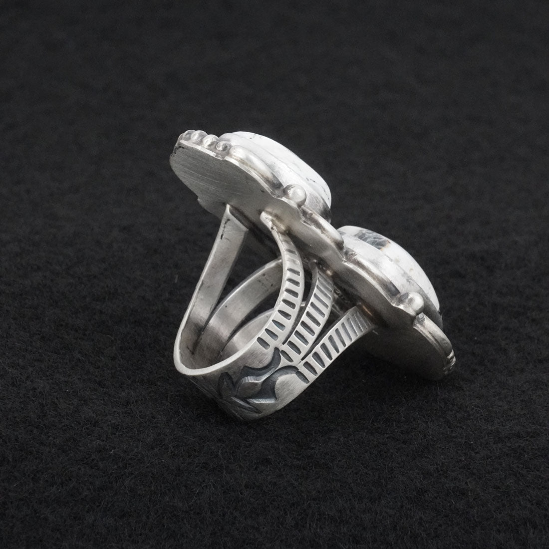 Kathleen Livingston White Buffalo & Sterling Silver Ring Sz. 7