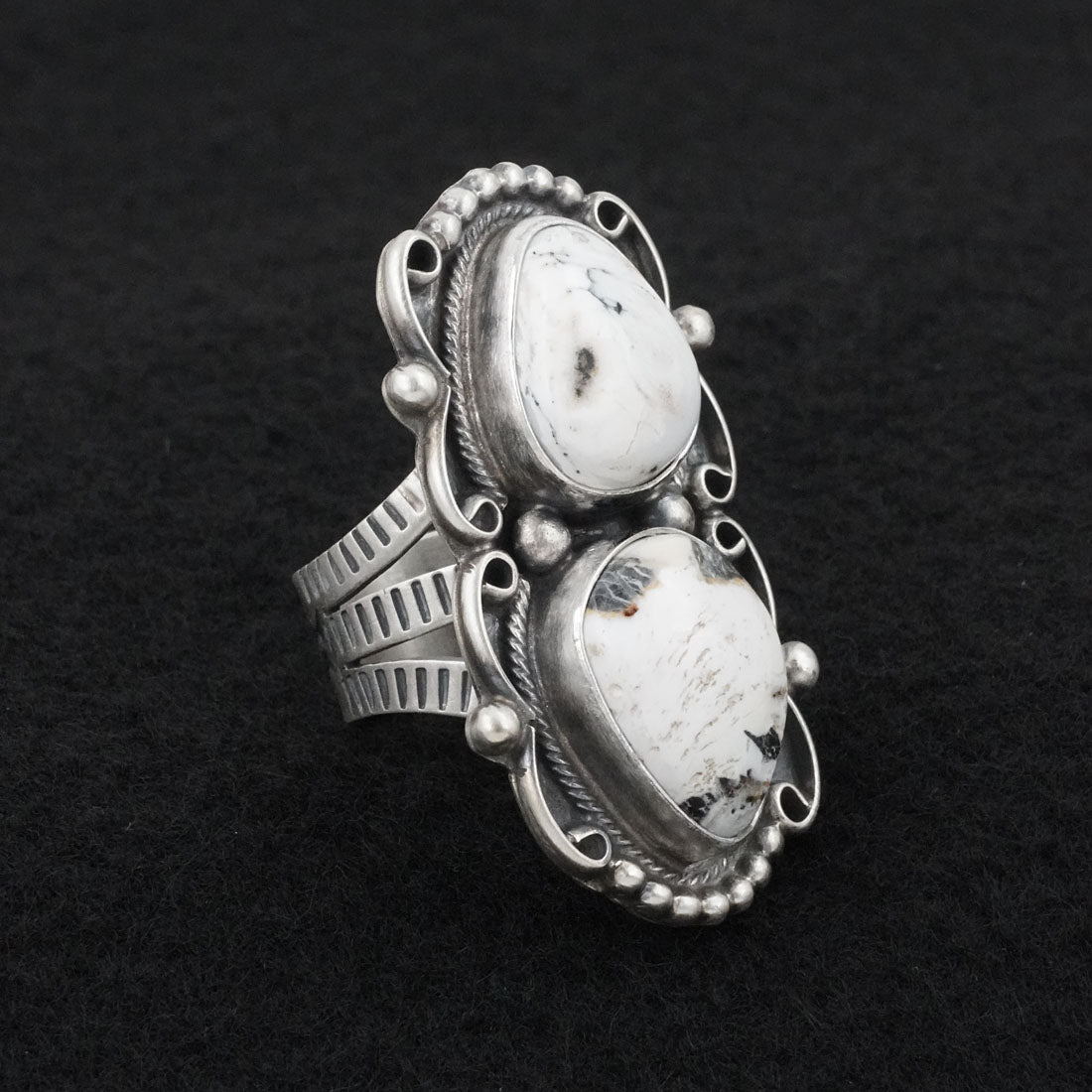 Kathleen Livingston White Buffalo & Sterling Silver Ring Sz. 7