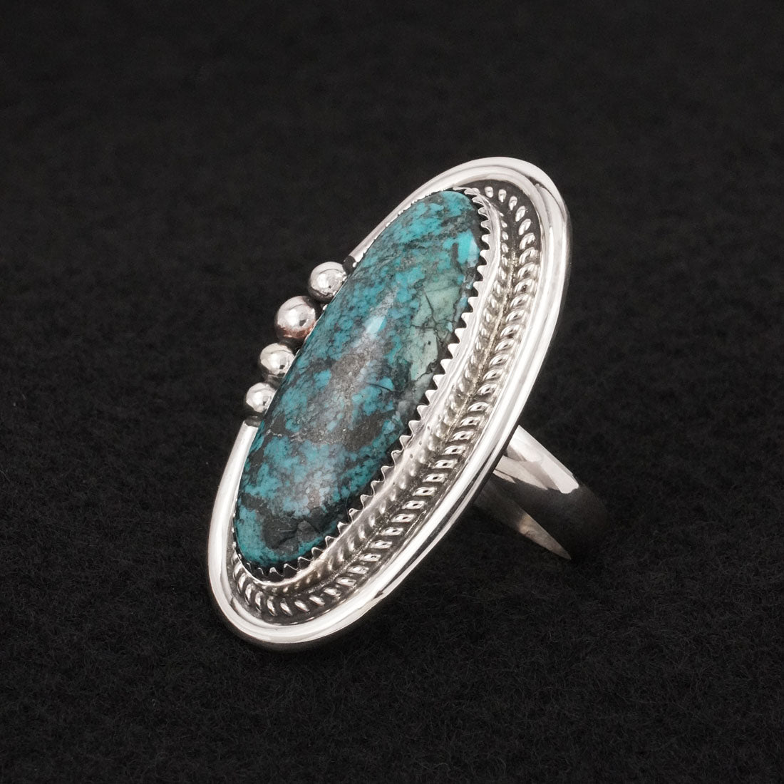 Leslie Nez Turquoise & Sterling Silver Ring Adjustable