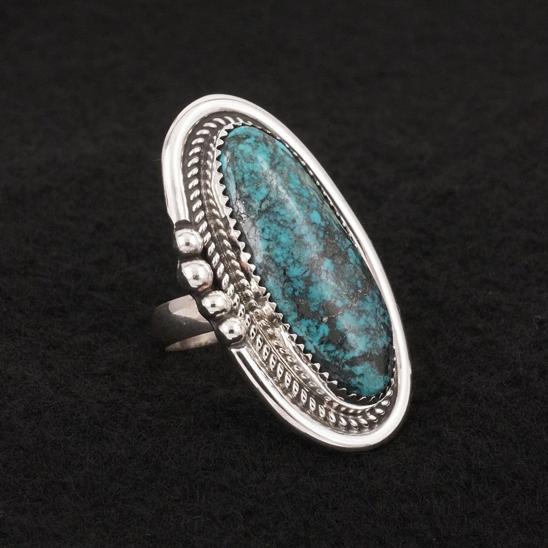 Leslie Nez Turquoise & Sterling Silver Ring Adjustable