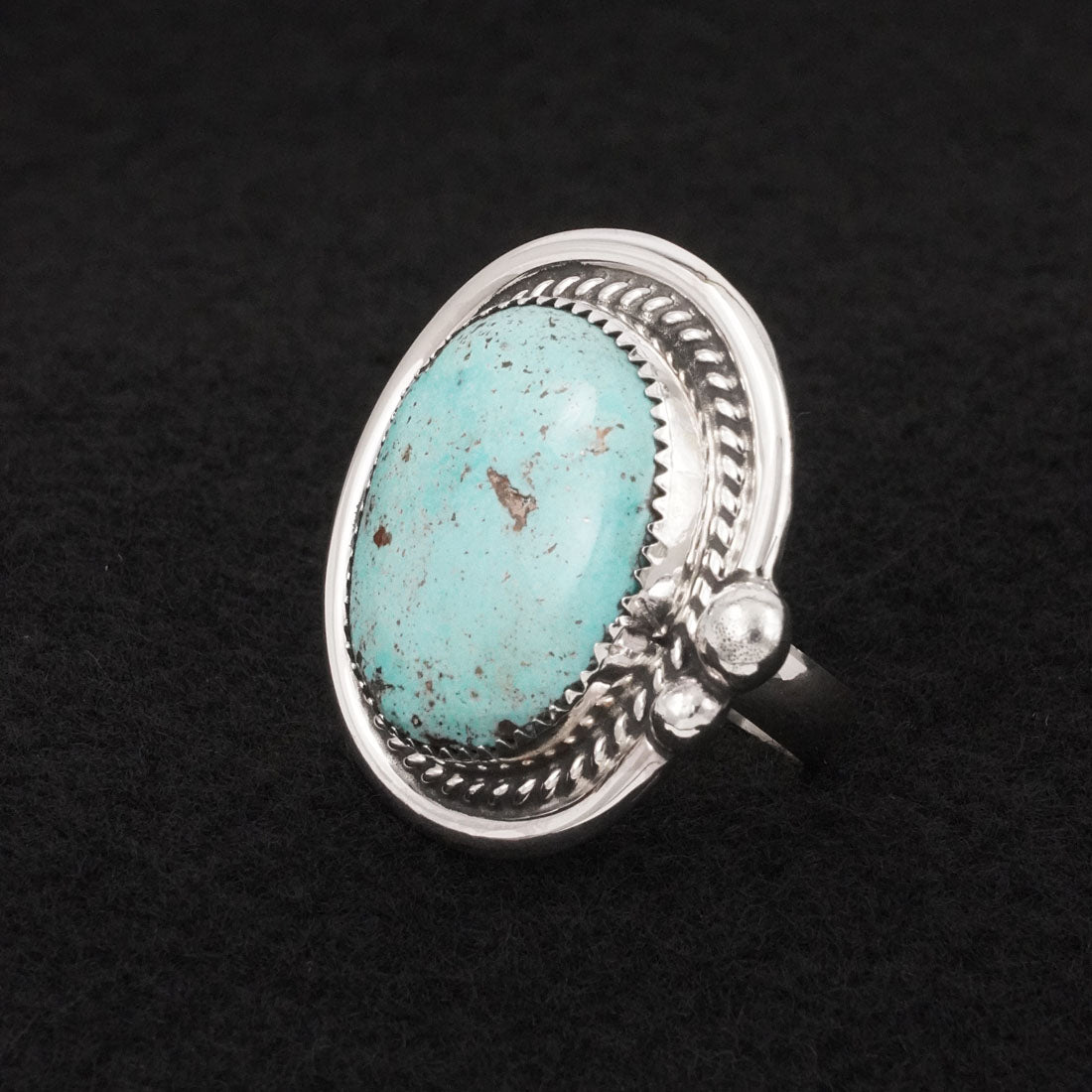Leslie Nez Turquoise & Sterling Silver Ring Adjustable