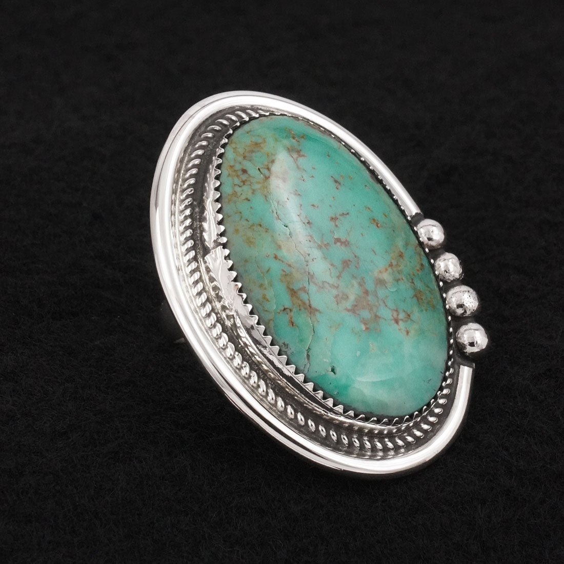 Leslie Nez Turquoise & Sterling Silver Ring Adjustable