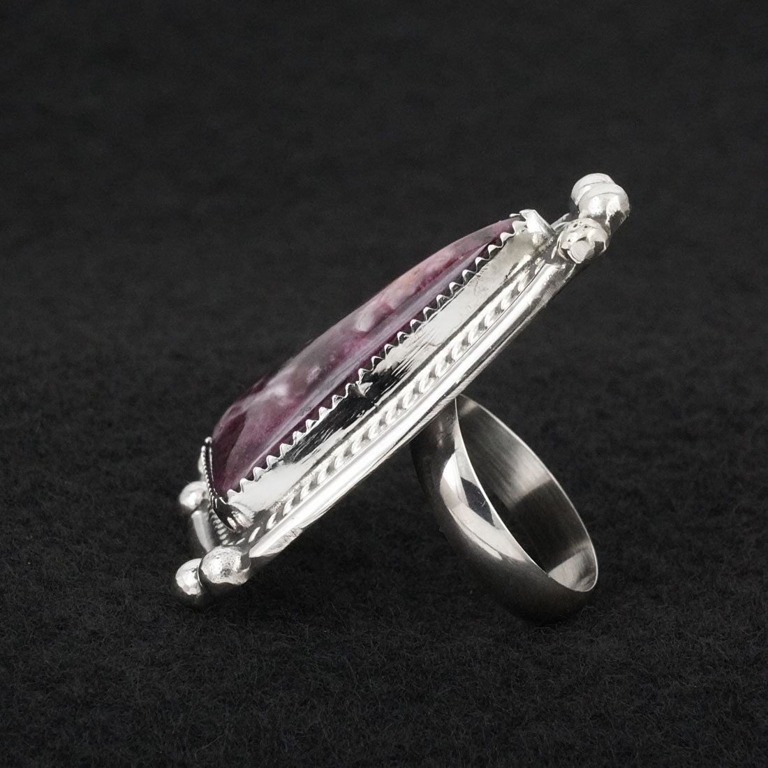 Leslie Nez Spiny Oyster & Sterling Silver Ring Adjustable